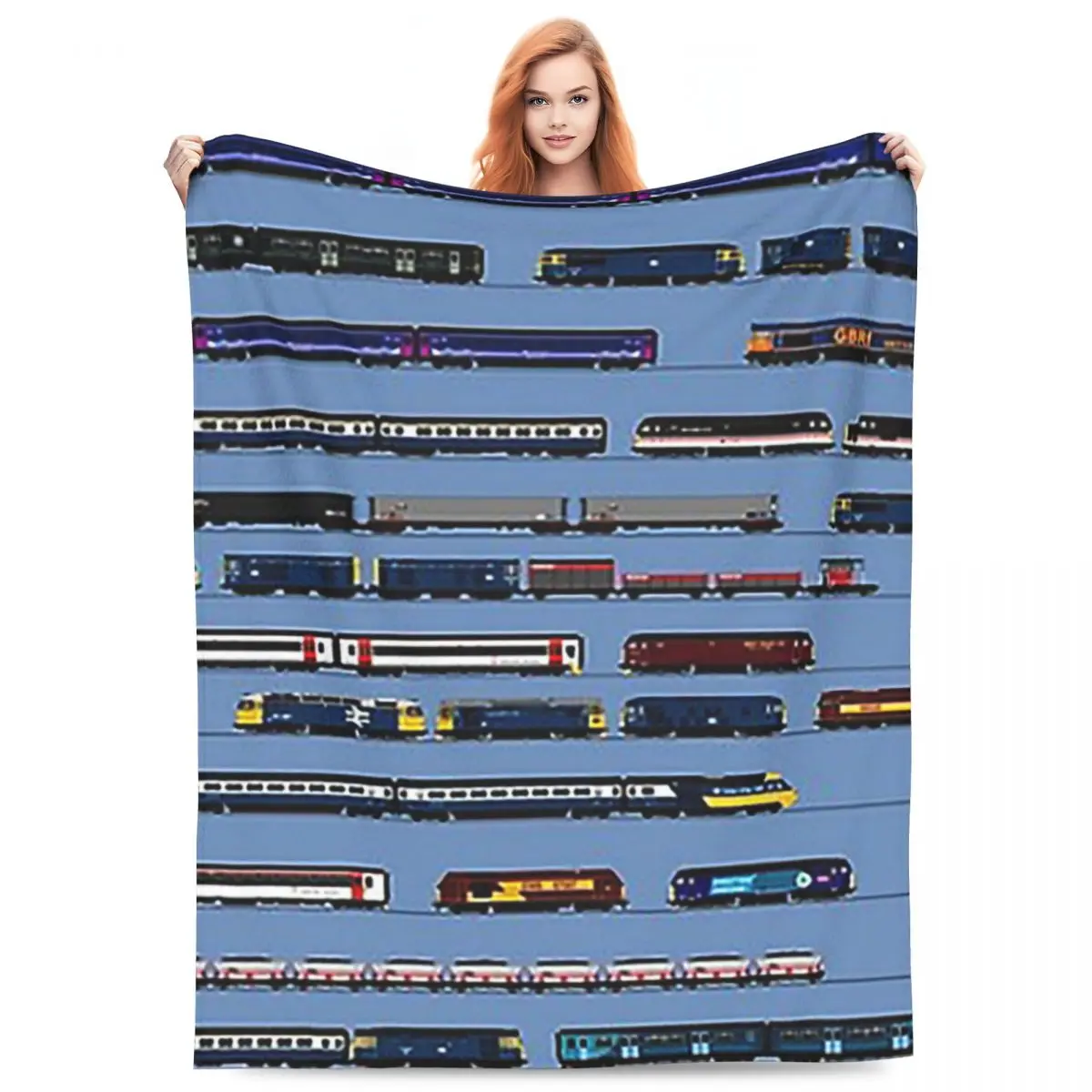 

British Trains Blanket Fleece Sofa Throw Blanket Super Soft Throw Blankets for Home Bedroom Office Throws Bedspread Quilt