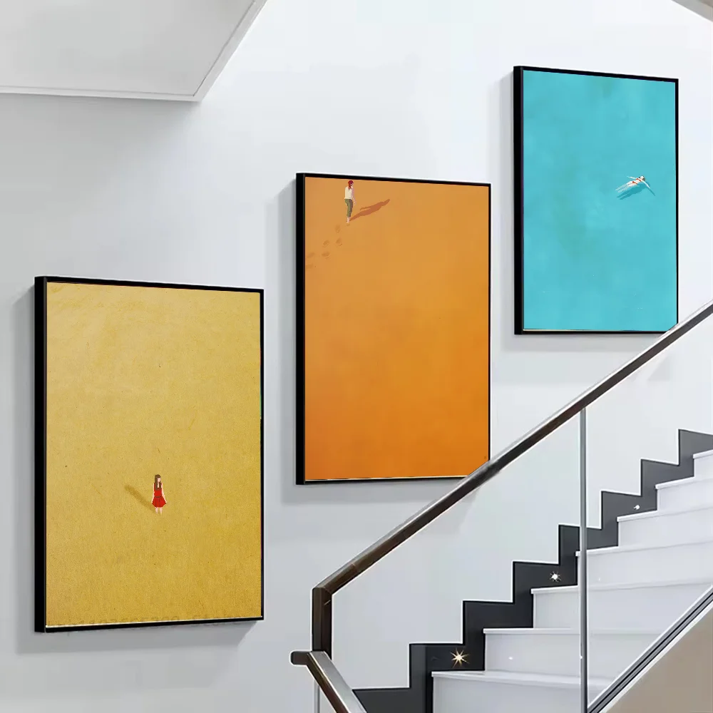 مجردة الإبداعية وحده فتاة المشارك ذاتية اللصق الفن مقاوم للماء ورقة ملصق مقهى بار غرفة جدار ديكور