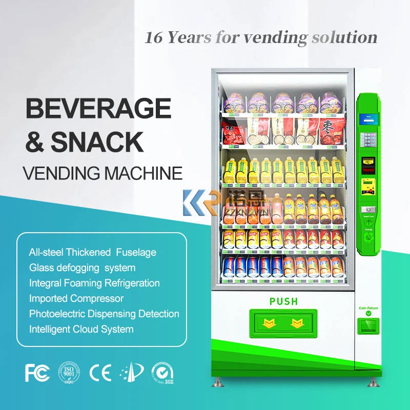 Smart Refrigerated Combo Vending Machine 24 Hours Self-service Automatic Milk Food Snack Drink Vending Machine