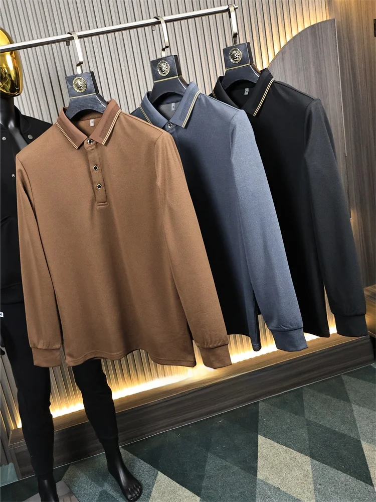 Silky Long Sleeve  Shirt for Men Business Casual Pure Color Standard Fit Spring Summer ODM Company Trendy Smooth Thread