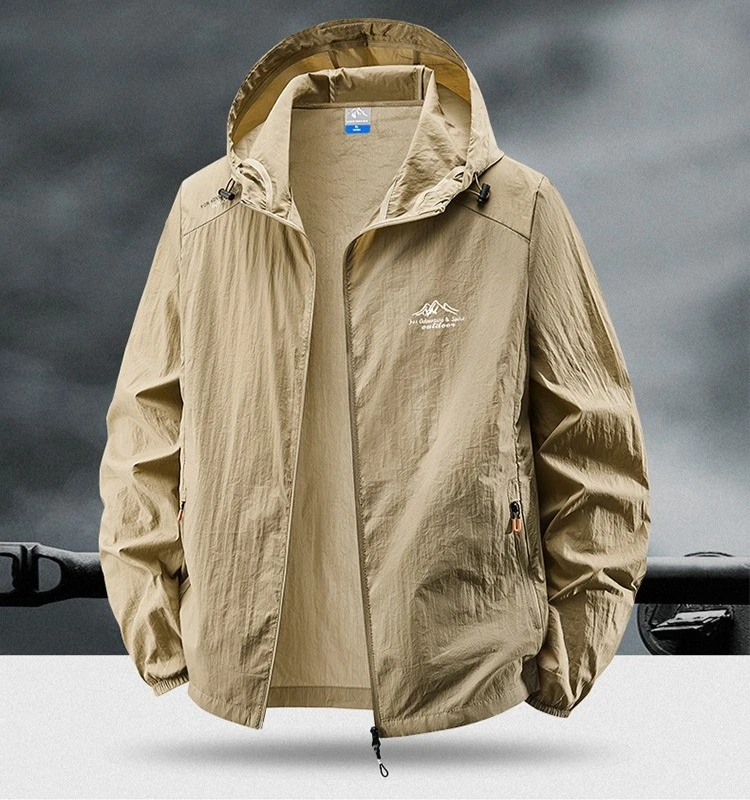 

Summer Waterproof Hiking Jackets Men Fishing Cycling Hooded Gym Sports Running Coat Outdoor Sun-Protective Thin Jacket Clothing