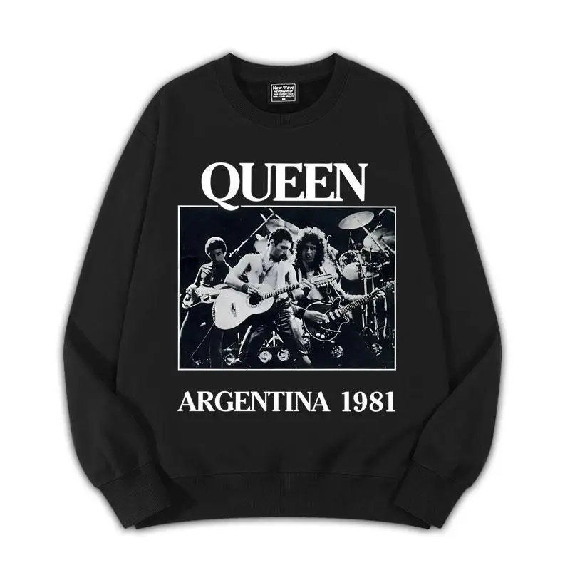 European and American Heavy Metal Rock Band Queen Band Printed Hoodie Autumn and Winter Unisex Hip-hop Cool Sports Shirt