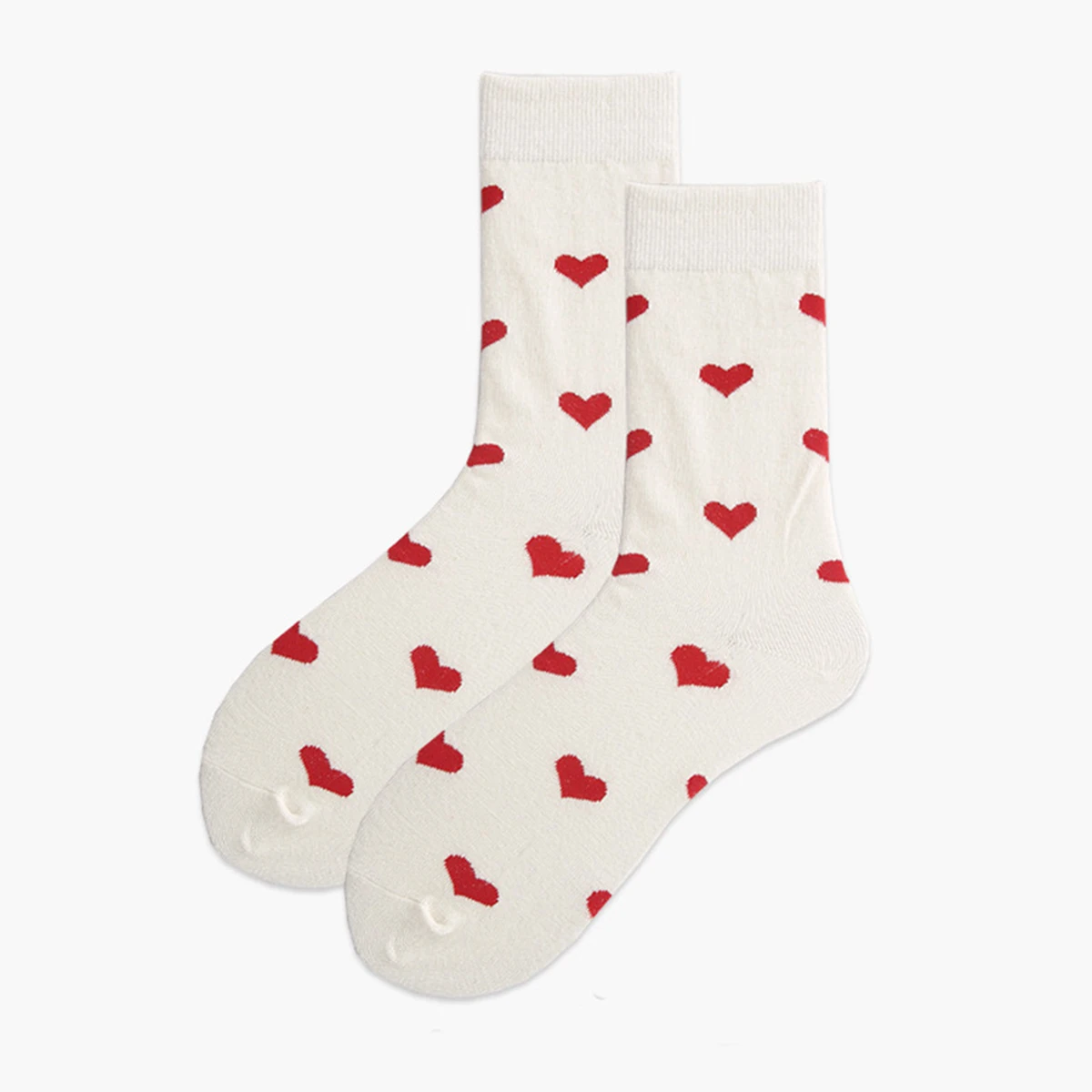 1 Paar Frauen Baumwolle Crew Socken Mittels trümpfe Set rotes Herz Muster in weißen Socken Mode atmungsaktiv für weibliche Casual Style