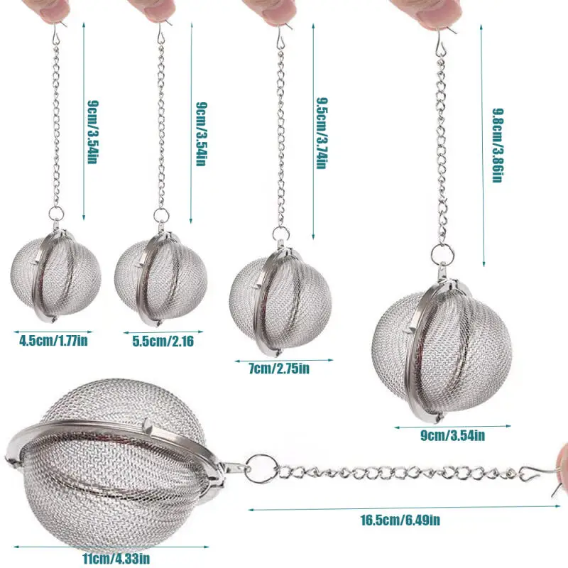 2/5/10pcs Stainless Steel Tea Ball Loose Leaf Tea Strainer Infusers Extra Fine Mesh Tea Interval Diffuser with Chain