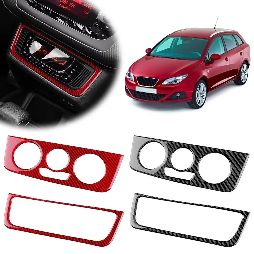 Para Seat Ibiza 6j 2009 2010 2011 2012 2013 2014 pegatina de fibra de carbono suave Real LHD RHD Control Central de coche AC marco Panel embellecedor