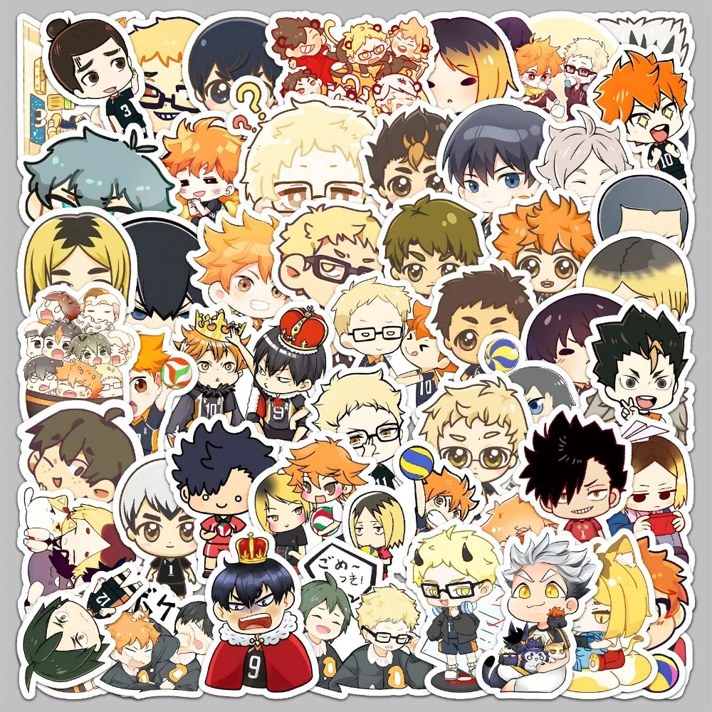 ¡51 piezas Haikyu! Hinata Shoyo Kageyama Tobio pegatinas autoadhesivas de Anime Manga dibujos animados Kawaii dibujo decoraciones para garabatos