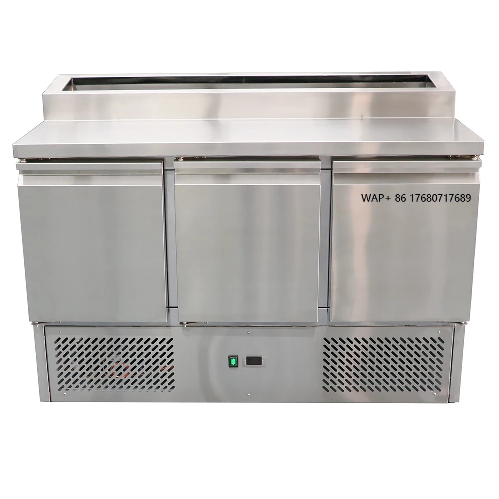 Pizza Toppings Fridge Fresh-Keeping Workbench Pizza Prep Table 3 door Salad Bar Refrigerator Undercounter Fridge