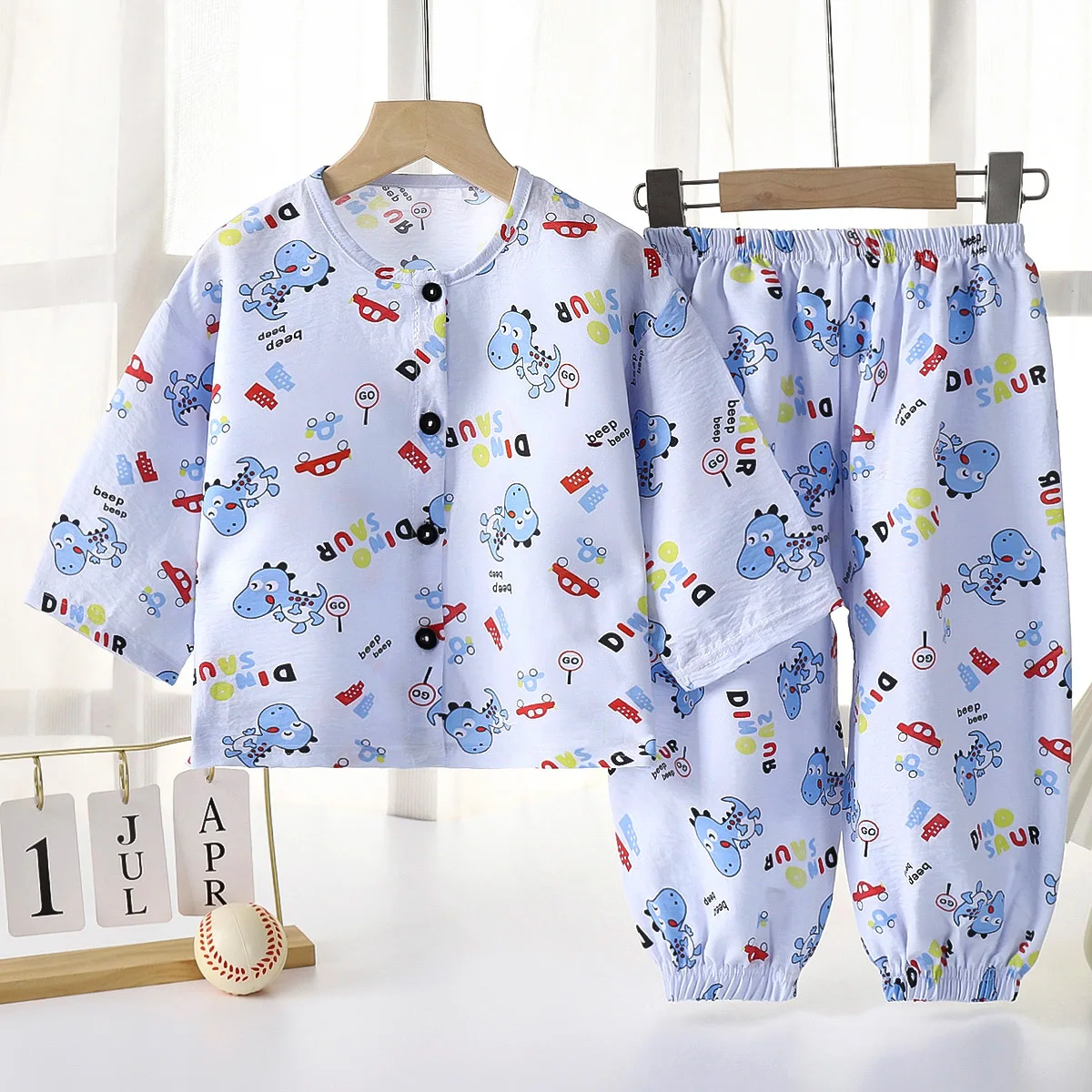

Kids Summer Thin Pajamas New 2025 Boys Girls Cartoon Plaid Print Long Sleeve T-shirts + Pants Pyjamas Baby Casual Clothing Sets