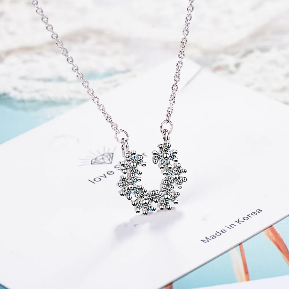 Tatlı Moda 925 Ayar Gümüş Çiçek Zirkonya Klavikula Zincir Kolye Collares Gerdanlık Kadınlar Için S-N341