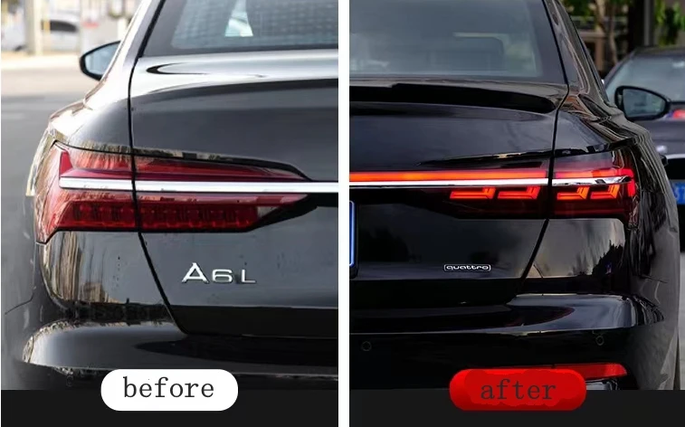 Upgrade to the Latest Full LED Through Taillamp Taillight Back Rear Lamp with Dynamic for AUDI A6 C8 Tail Lamp Light 2019-2021