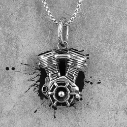 Motorcycle Engine Long Men Necklaces Pendants Chain Punk for Boyfriend Male Stainless Steel Jewelry Creativity Gift Wholesale