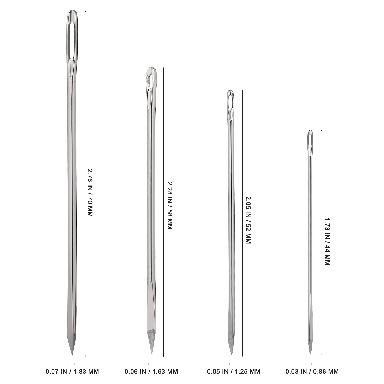 

20pcs Sewing Needle Set 0.86*44/1.25*52/1.63*58/1.83*70Mm Durable Leathercraft Needles For Thick Clothes Shoes Repair Vinyl