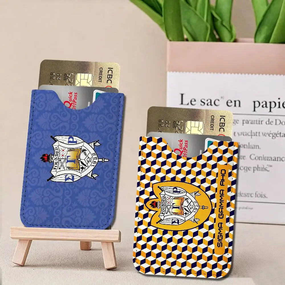 Sigma Gamma Rho LOGO PU Leather Cardholder Ultra Slim Credit ID Card Organizer Lightweight Business Card Holder