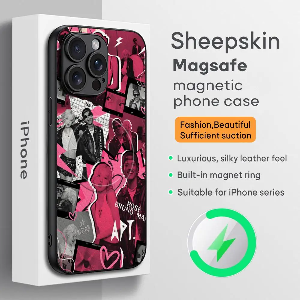 Singer B-Bruno Ma-rS Cool Hot Phone Case For iPhone 16 15 14 13 12 11 Plus Pro Max  High-end Luxury Magsafe Sheepskin