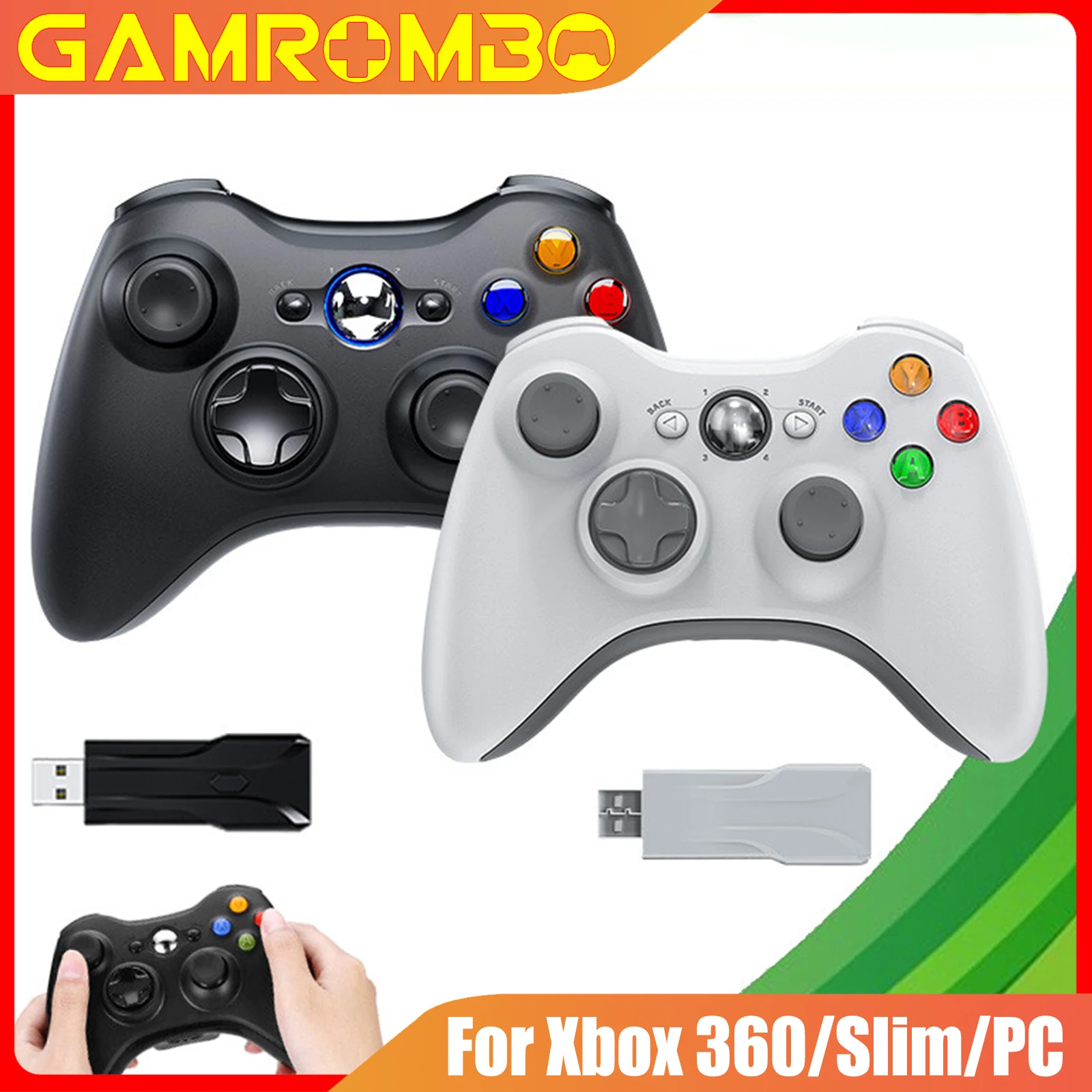 

GAMROMBO Game Controller For Xbox 360/Slim PC Console 2.4G Wireless Joystick Dual Vibration Gaming Gamepad Remote Control Rocker