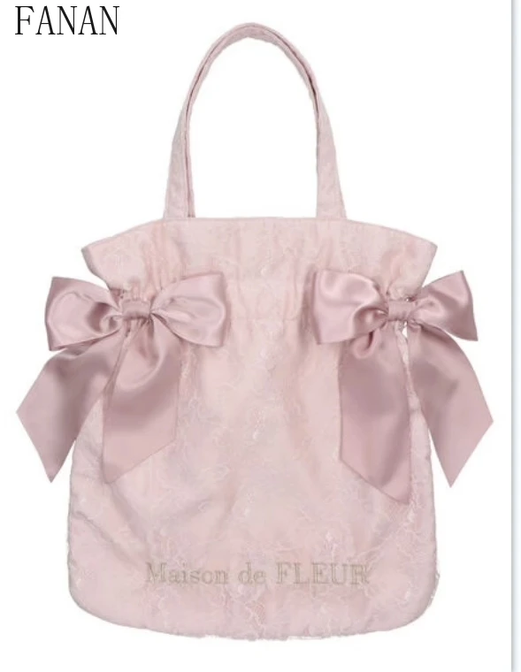 

Shoulder Bags Casual Sweet Tote Bag for Lady Cute Bow Embroidered Japanese Style Casual Sweet Women's Handbags Fashion