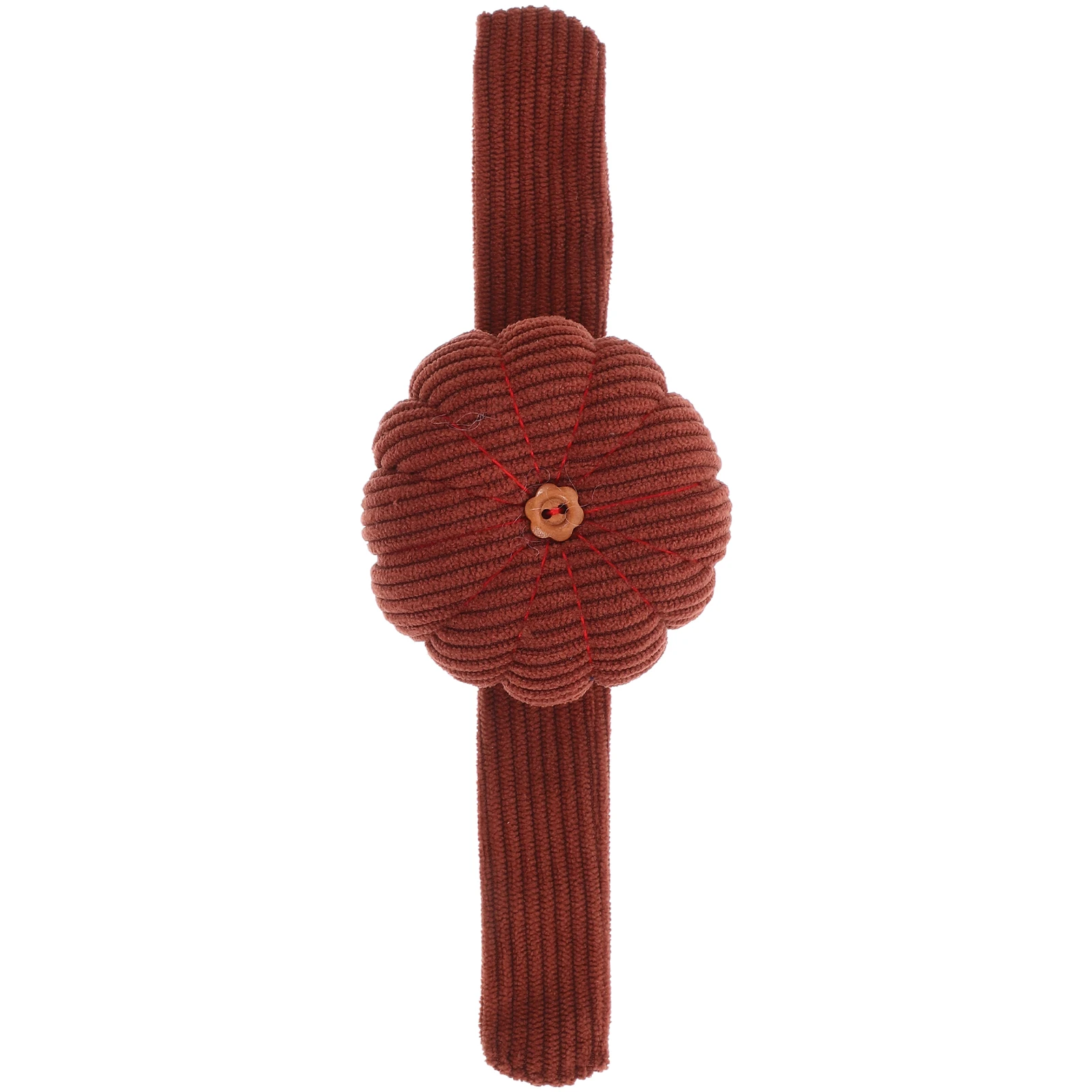 

Sewing Quilting DIY Handcraft Tool Corduroy Wrist Pin Cushion Pumpkin Shaped Adjustable Size Elastic Strap Pincushions