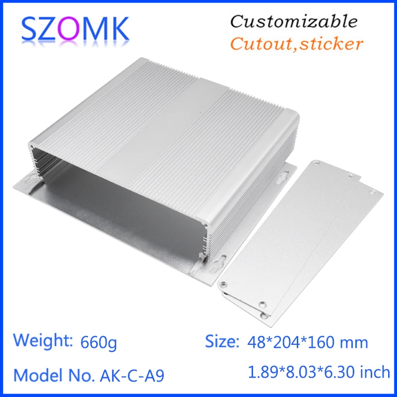 1Pcs 48*204*160mm electronics box aluminum enclosure cabinet electric distribution box aluminum case for pcb control box