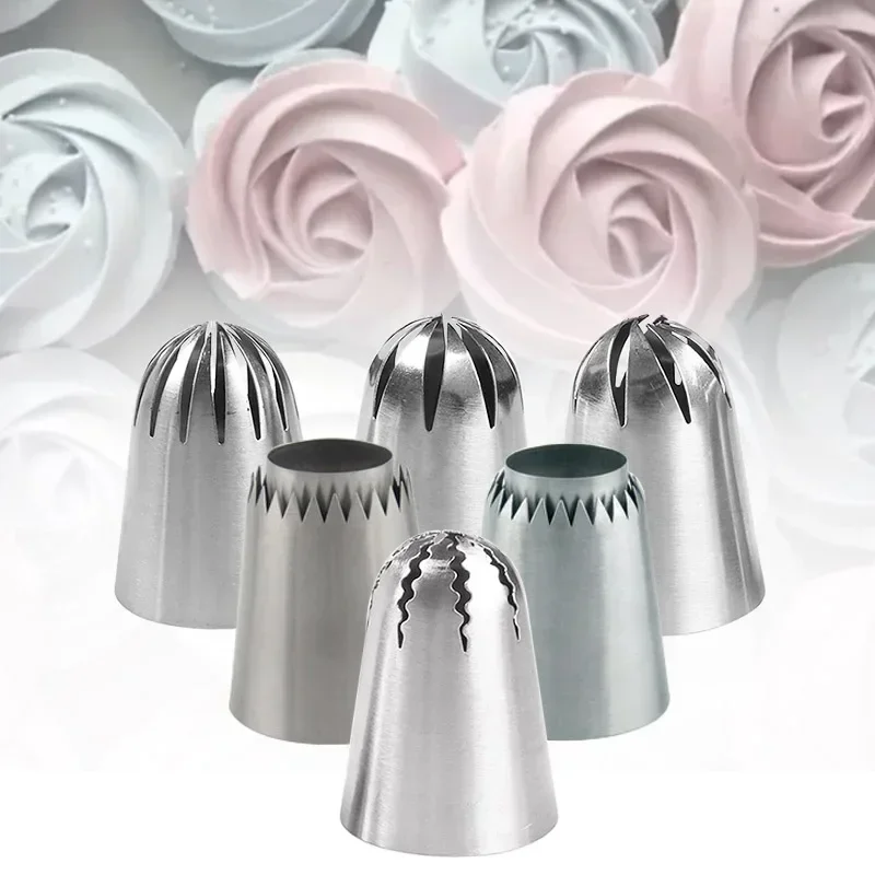 Large Rose Flower Iciping Piping Nozzles Sultan Tube Russian Pastry Nozzles Donut Cake Decorating Tips Confectionery Baking Tool