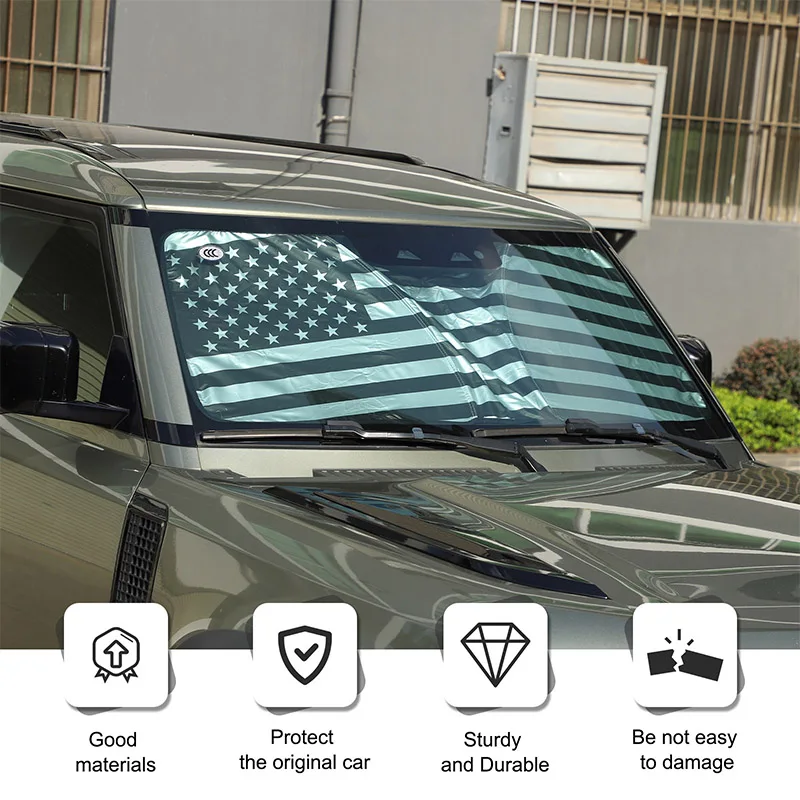 For Land Rover Defender 90 110 2004+ car front windshield anti-UV sunshade aluminum foil/silver tape Auto Accessories 1 Pcs