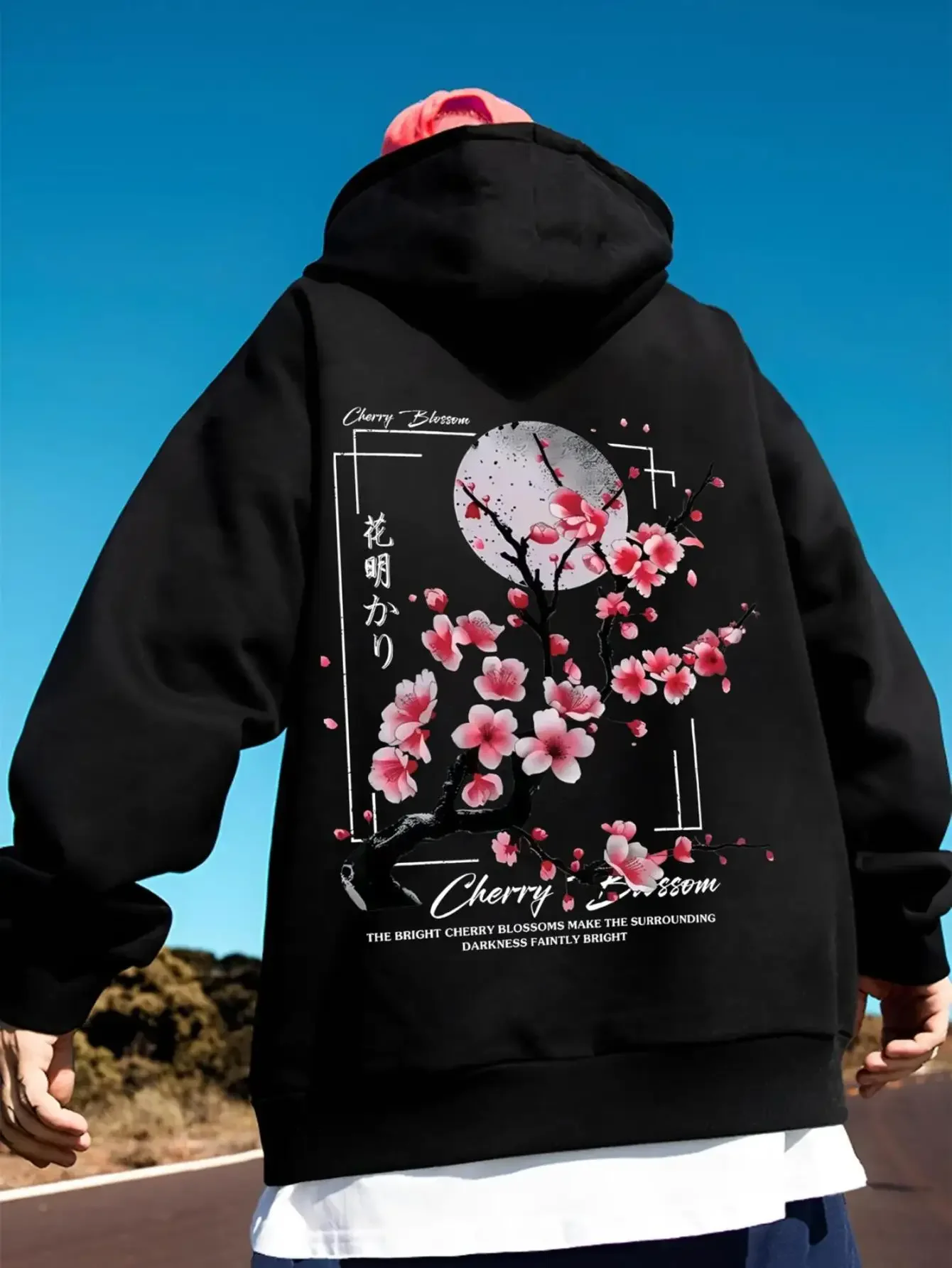 Felpe con cappuccio da uomo autunnali con motivo fiori di ciliegio Felpe Camicie da coppia Streetwear, Harajuku Top Felpa casual e ampia