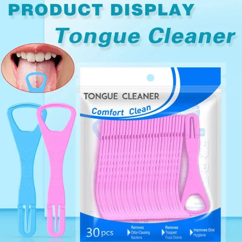 

30Pcs Disposable Plastic Tongue Scraper for Adults Travel Friendly Oral Hygiene Tool for Fresh Breath Mouth Cleaning Tools