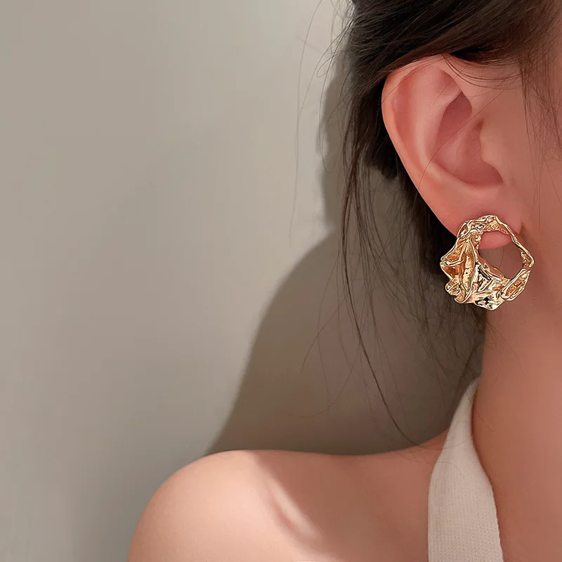 Fashion Metal Irregular Stud Earrings For Woman Retro Silver Color Geometric Personality Earrings Party Travel Christmas Gift image 3