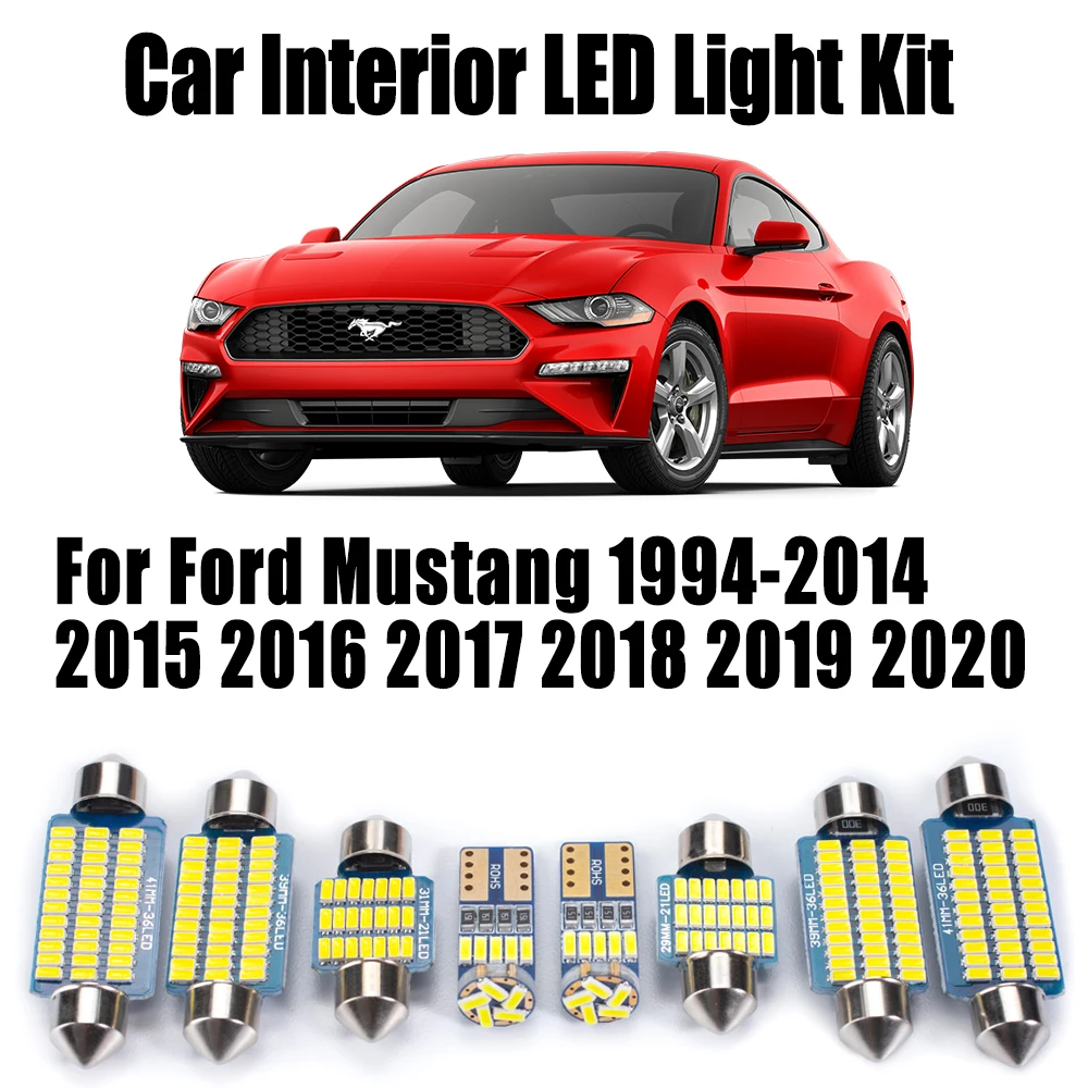 

Canbus LED Interior Reading Map Dome License Plate Light Kit For Ford Mustang 1994- 2018 2019 2020 Car Trunk Bulbs Accessories