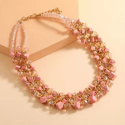 Ladies fashion pink necklace, Bohemian style, suitable for everyday festivals for girlfriends and wives