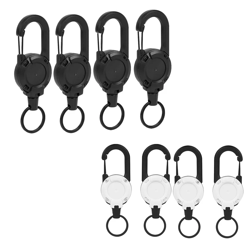 4 ชิ้น Heavy Duty พวงกุญแจแบบพับเก็บได้ Retractable ID Badge Reel Heavy Duty Reel คลิป (สีขาว)