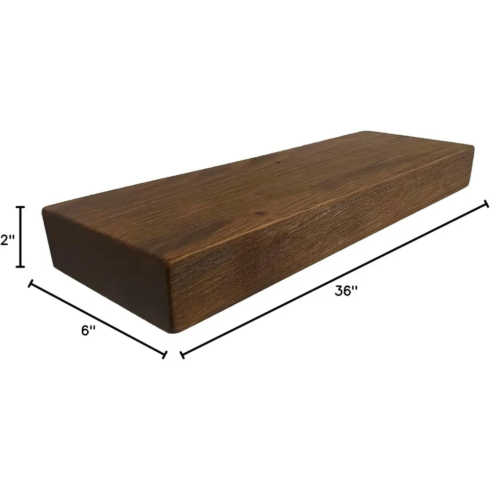 أرفف حائط خشبية ريفية شديدة التحمل - بطول 36 بوصة وعمق 6 بوصة وسمك 2 بوصة - خشب طبيعي لمساحة عرض متينة #3