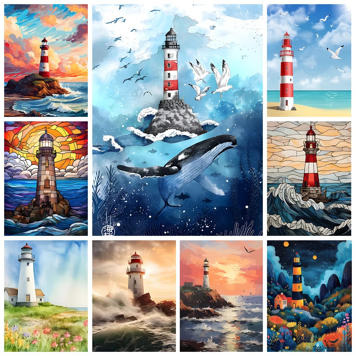 

Маяк DIY Алмазная картина Кафе Ресторан Гостевой дом Декор Гостиная Домашний исцеляющий пейзаж Декор Heartfelt Подарок ручной работы