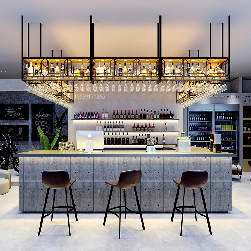 

Bar Hanger Wine Rack Wine Cabinet Wine Goblet Hanging Inverted Industrial Wind Hanging Cabinet Shelf Bar Restaurant