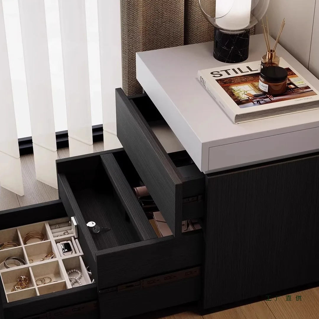 Concealed bedside table Household bedroom Multifunctional locker Italian simple light luxury high-end bedside table