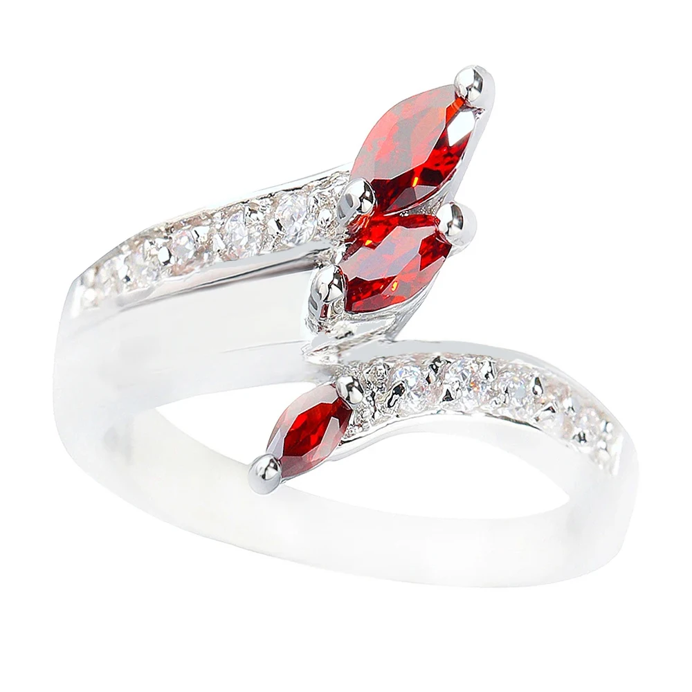 

3*3 мм Красное Гранатовое стандартное серебряное кольцо