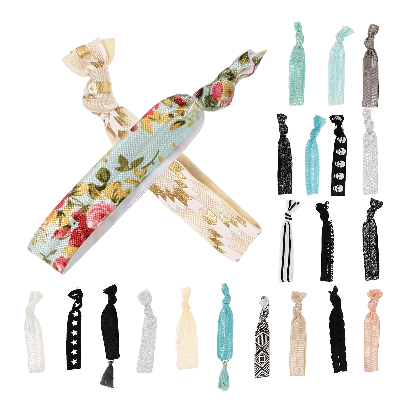 

2pcs Elastic Scrunchies For Women Stretchy Ponytail Holders No Crease Fabric Ties Girls Hair Accessories Decorative Scrunchies