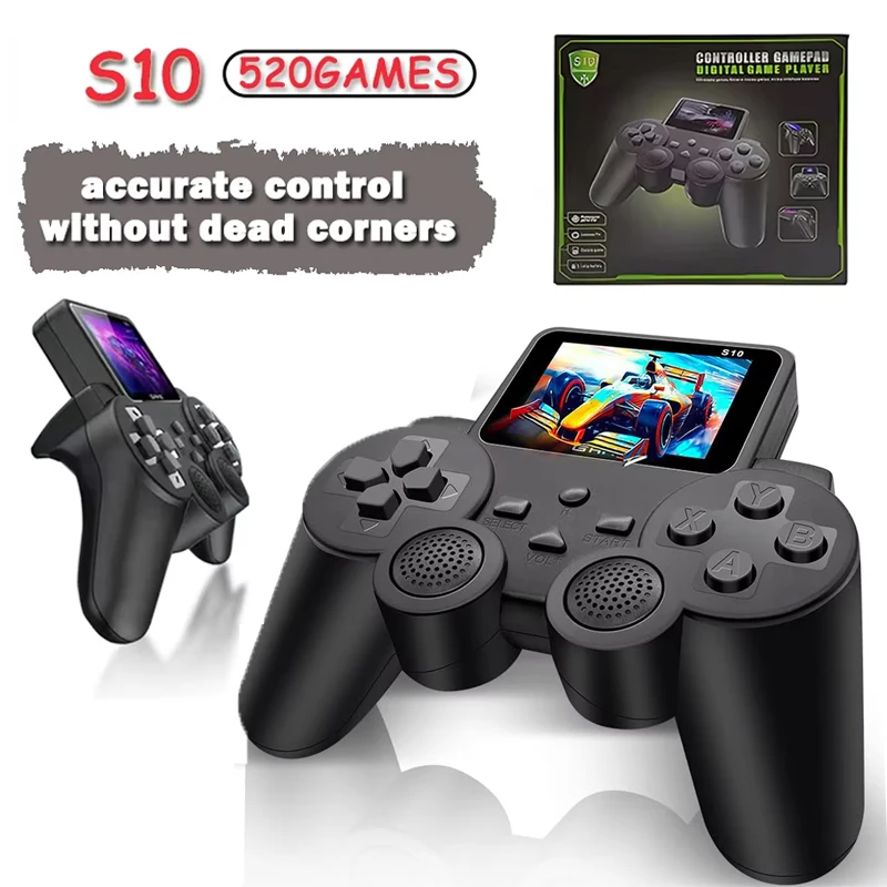 S10 لعبة فيديو وحدة التحكم جهاز تحكم عن بعد صغير غمبد 2.4 بوصة المدمج في 520 ألعاب AV الناتج لعبة لاعب التحكم للأطفال الهدايا