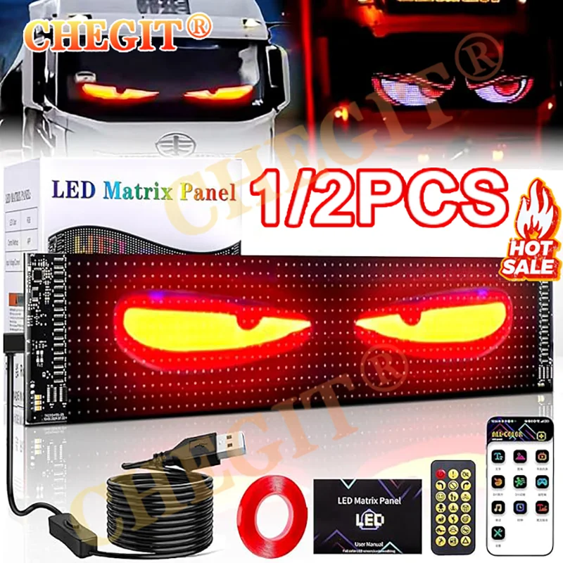 App Control Scrolling Advertising LED Sign Led Eyes for Truck USB Custom Text Pattern Programmable Display Truck Car Devil Eye