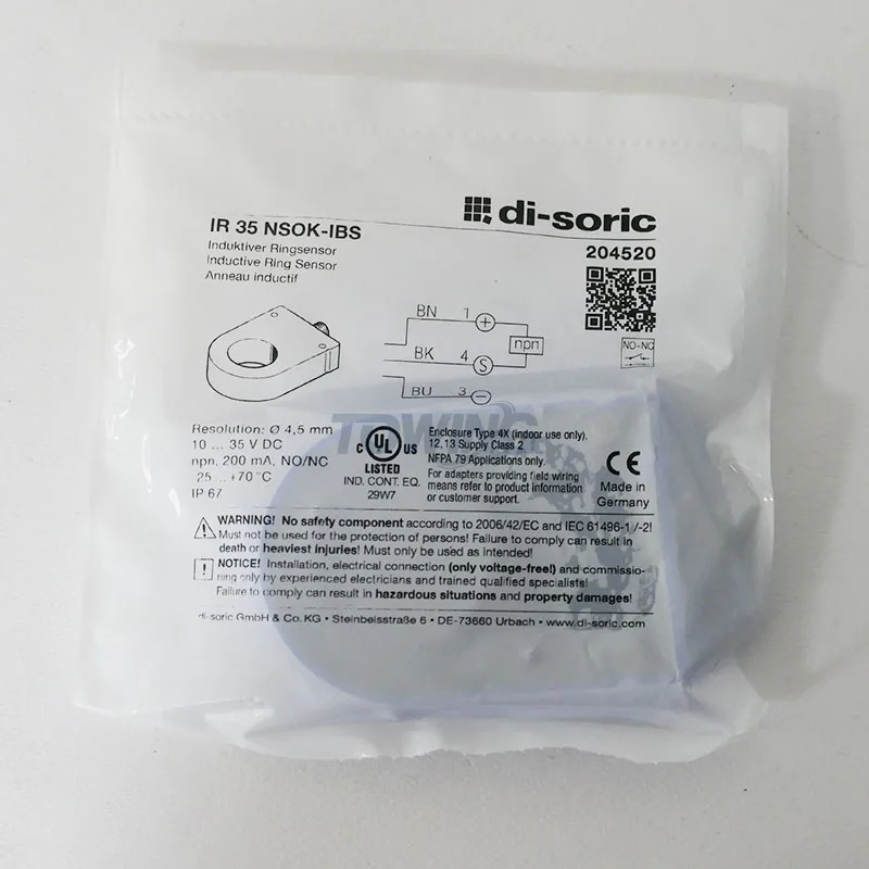 IR 35 NSOK-IBS 100% New and Original Germany Di-soric Inductive Ring Sensor