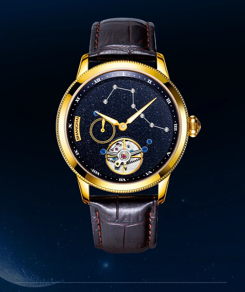 Free Shipping Beidou Seven Star Mechanical Watch Men's Caruso Track Tourbillon K01 Shanghai Watch 6833 Starry Sky Time Trail