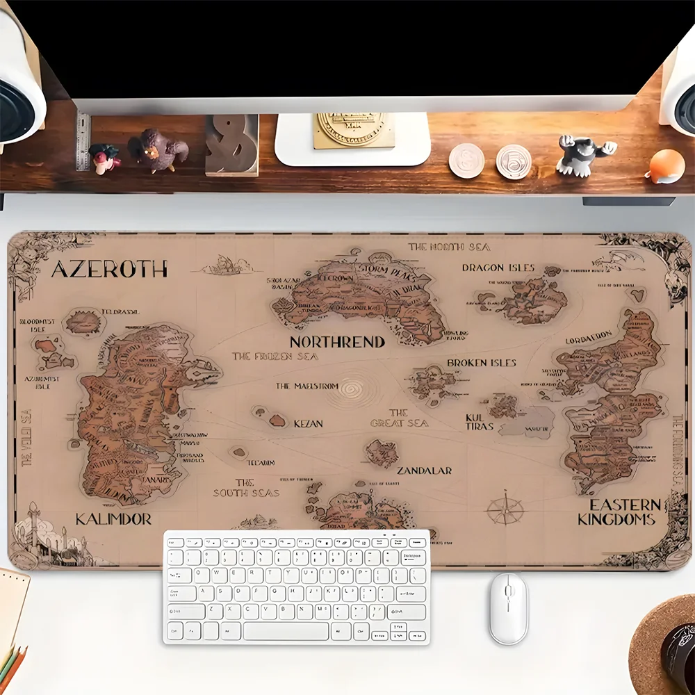 

Винтажный коврик для мыши с картой, милый игровой коврик для мыши XXL, резиновая основа с прошитыми краями, нескользящий настольный коврик, компьютерные большие настольные аксессуары