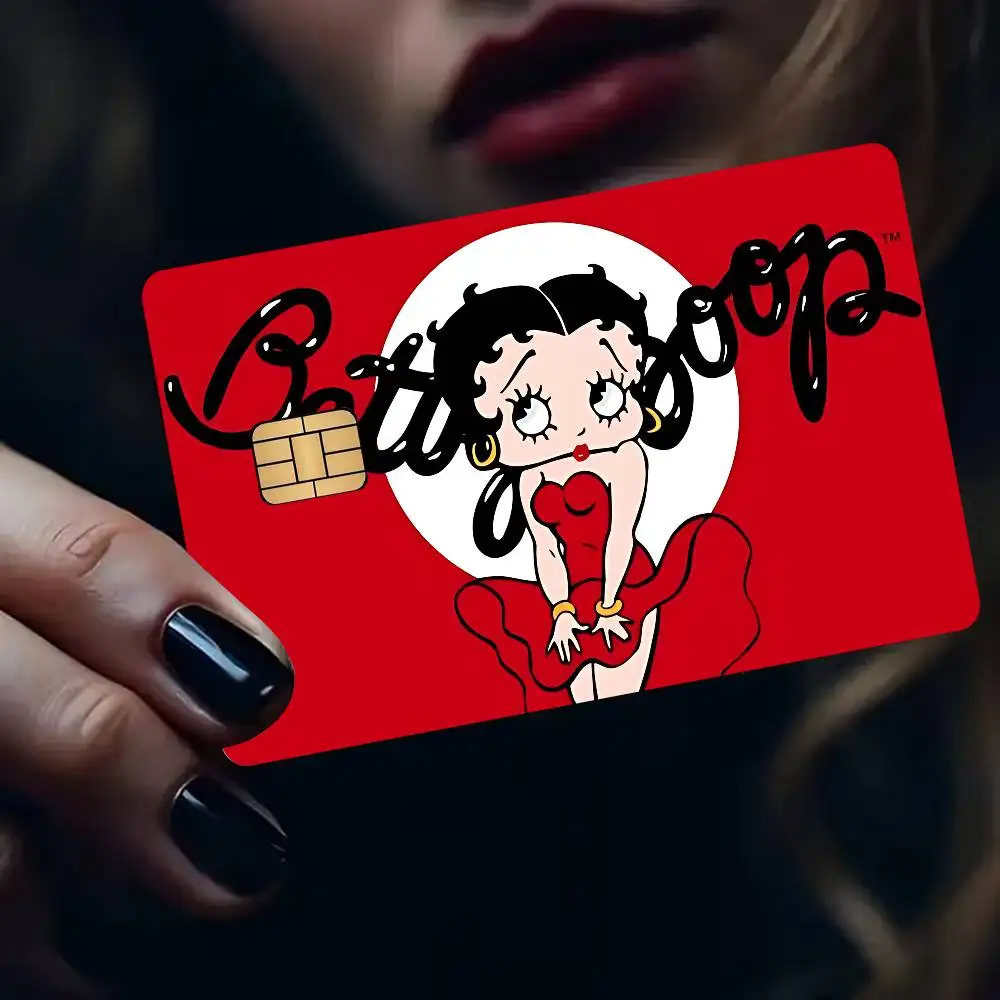 B-Betty Girl B-Boop Anime Spend or Save Funny Shell On Off Ultra Thin No Fade Sticker Skin Cover Film for Debit Credit Card view 3