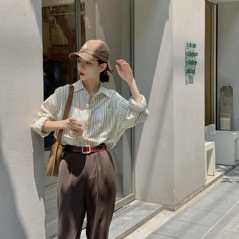 

Свободная женская рубашка и блузка на пуговицах, молодежная женская одежда, новая коллекция 2025, высококачественные красивые новые высокие женские топы