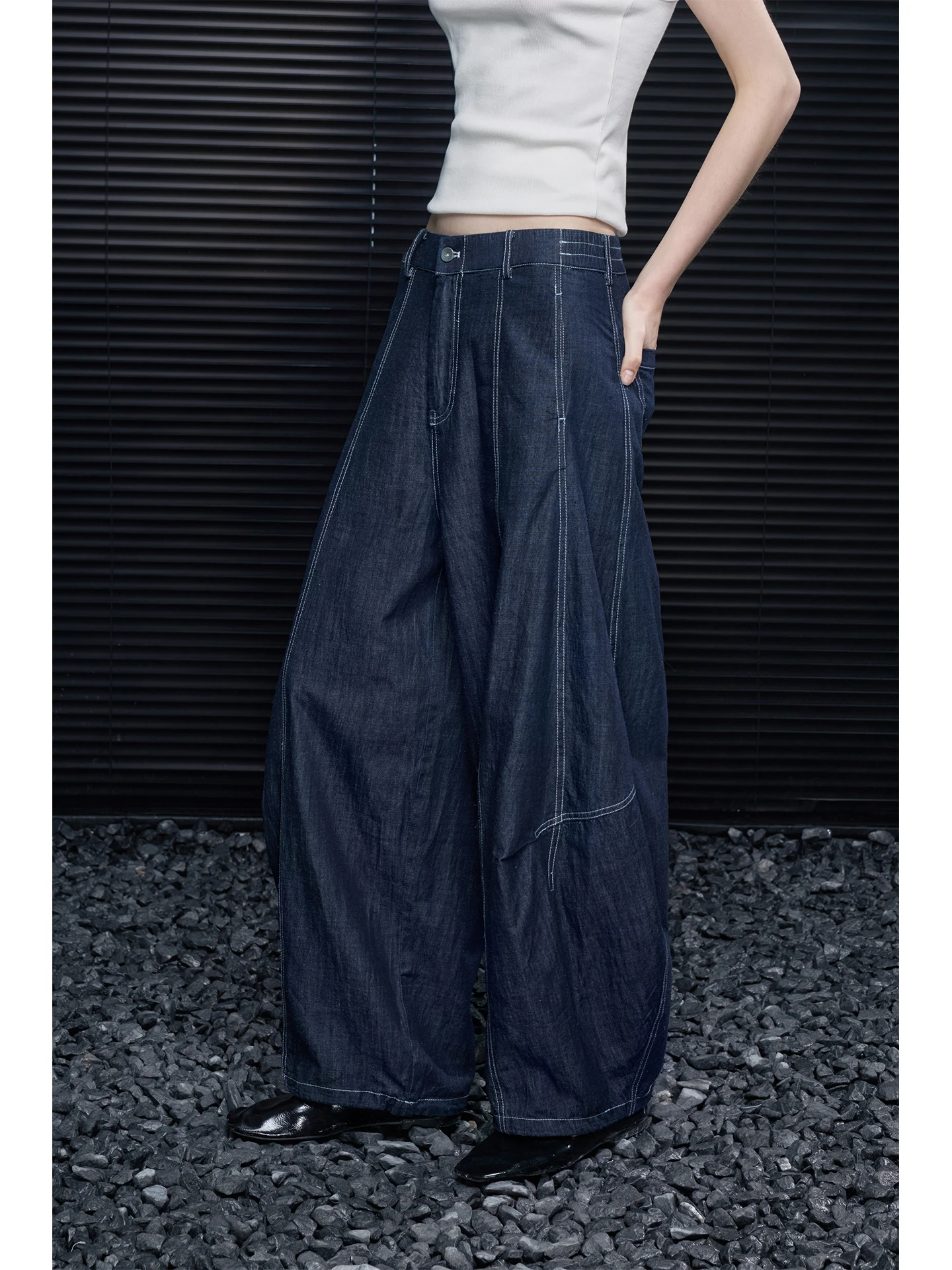 

Blue Wide Leg Jeans Loose Drapey Women's Spring 2026 New Sle Retro High-End Feel Super Beautiful Cotton Stretch Denim