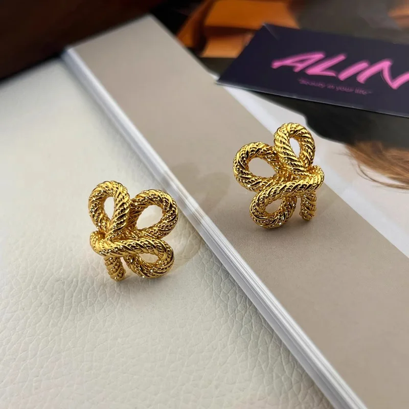 Foxanry Irregular Twist Geometric Stud Earrings For Women Girls Vintage Creative Design Trendy Personality Party Jewelry Gifts