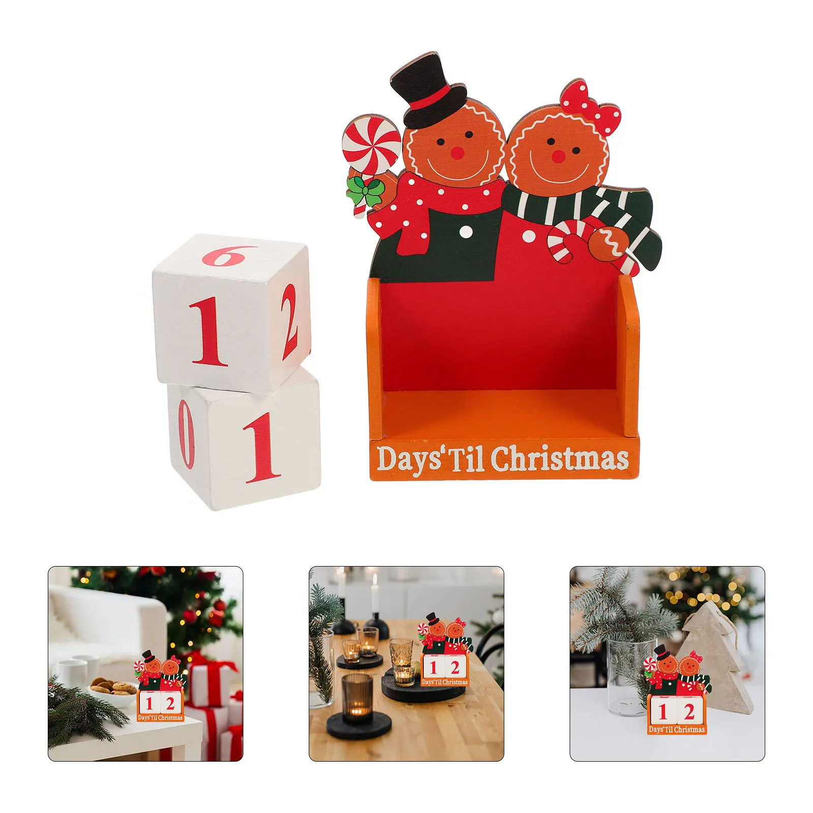 

Wooden Christmas Calendar with Reusable Blocks for Home Desk Tabletop Decoration Festive Holiday Countdown Xmas Decor