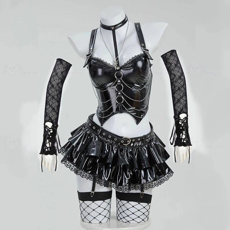 

Аниме Death Note Misa Косплей Костюм Женский Симпатичный Сексуальный Кожаный Топ Юбка Носки Костюм Y2K Комплекты из 2 предметов Хэллоуин Карнавальная Одежда