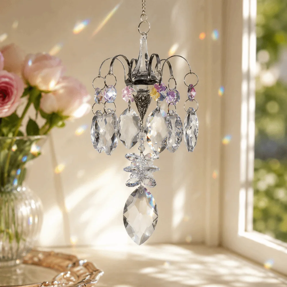 Holiday Gifts Rhinestone Pendant Sun Catcher Home Decoration Shiny Rainbow Maker Ornaments Fantasy Window Hanging Outdoor