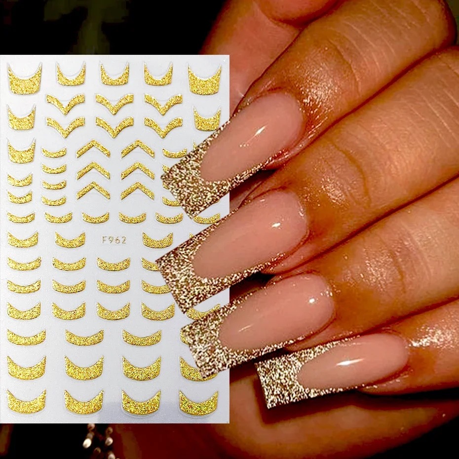 3d reflexivo dourado glitter adesivos prata em pó borboleta estrela linhas holográficas francesas decalques da arte do prego decoração manicure