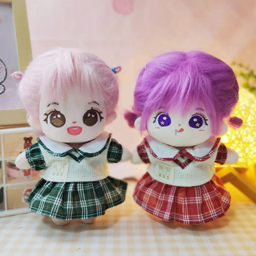 Replaceable 20cm Cotton Doll Clothes Two-piece Set Clothes No Attribute Doll Dlothes Kawaii Lovely Vest Jk Skirt Two-piece Set